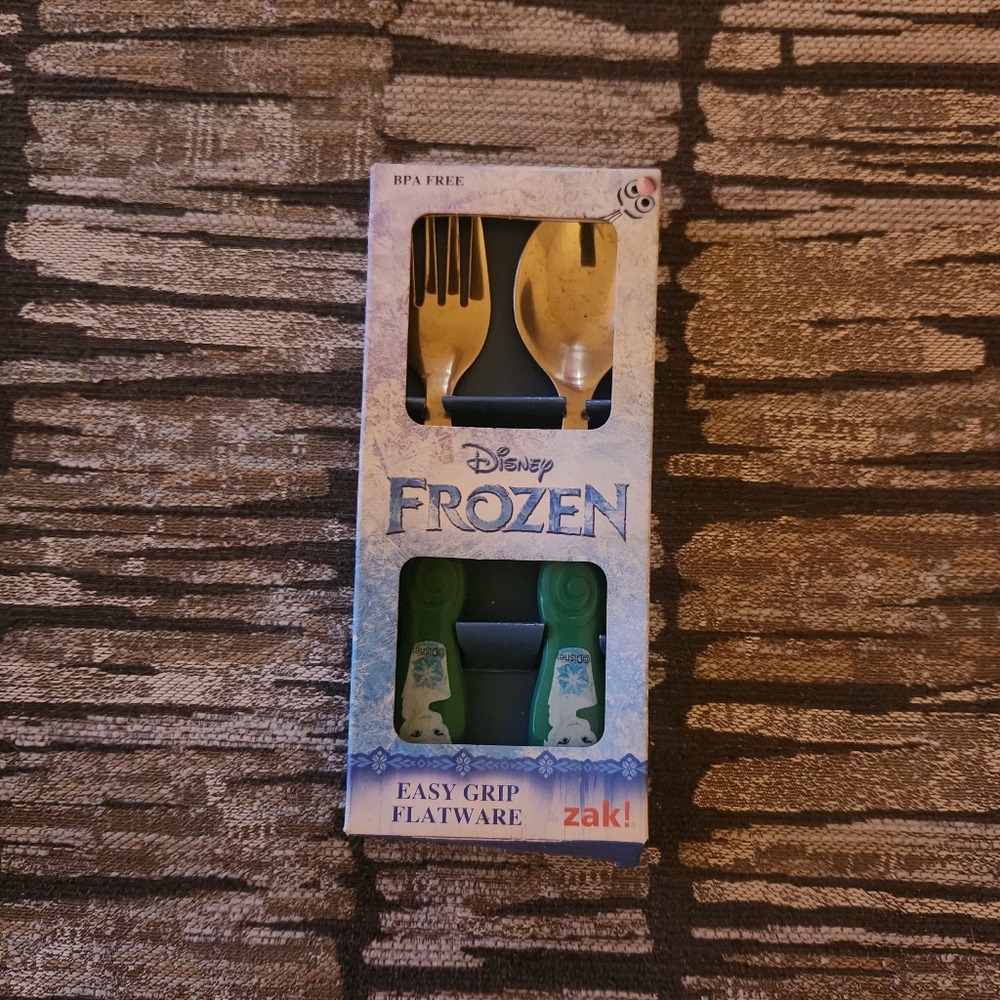 Disney Frozen Kids Fork and Spoon Set - Blue and Silver - Picture 3 of 4